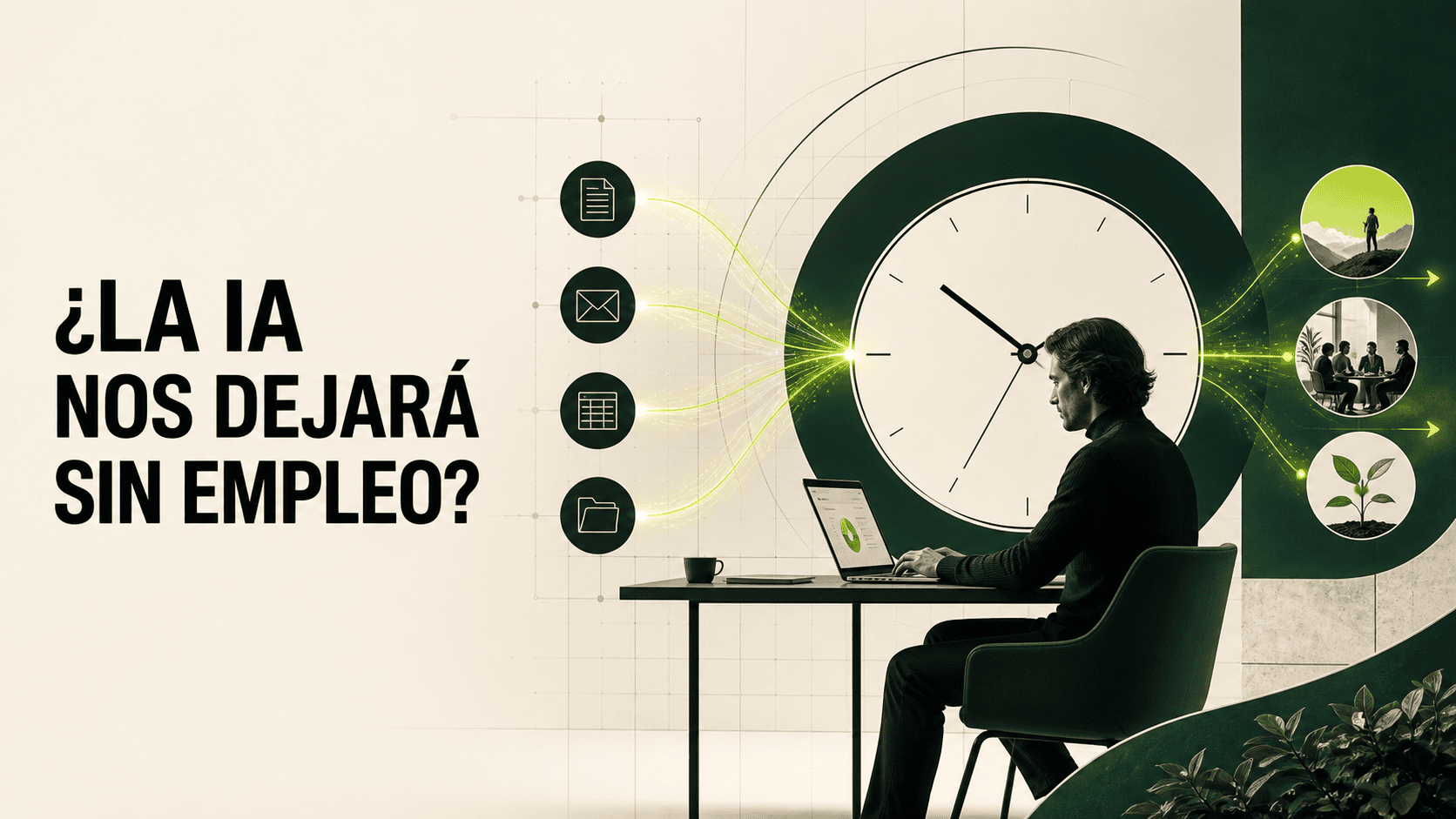 Profesional trabajando con inteligencia artificial para liberar tiempo en procesos comerciales