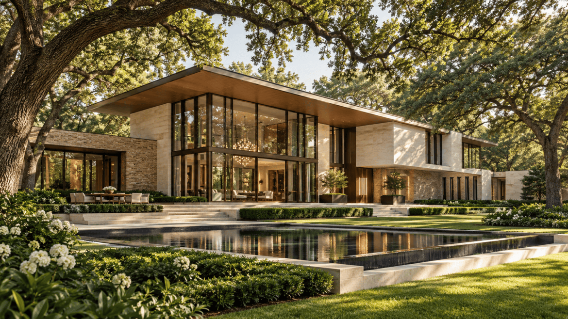 Conceptual contemporary residence among oak trees inspired by Houston